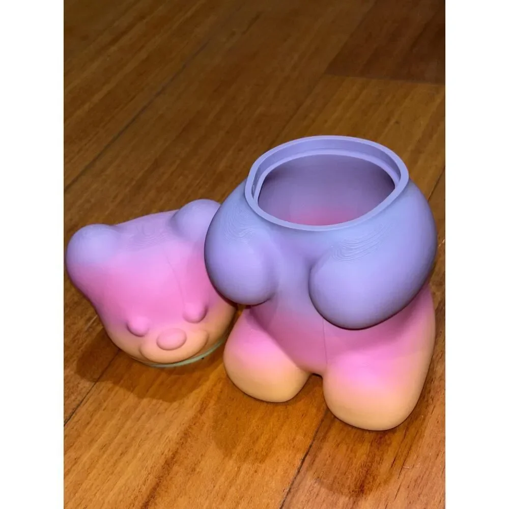 Gummy Bear Candy Jar | Pastel Ombre Storage Container, Desk Organizer